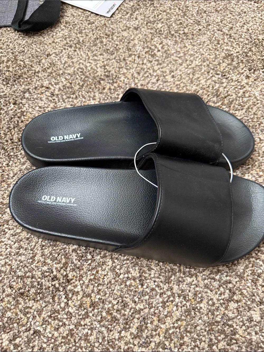 Old Navy Black Wide Strap Slide Sandals
